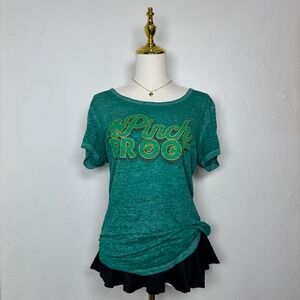 rocker girl green y2k burn out tee shirt top st patricks green pinch proof 2000s